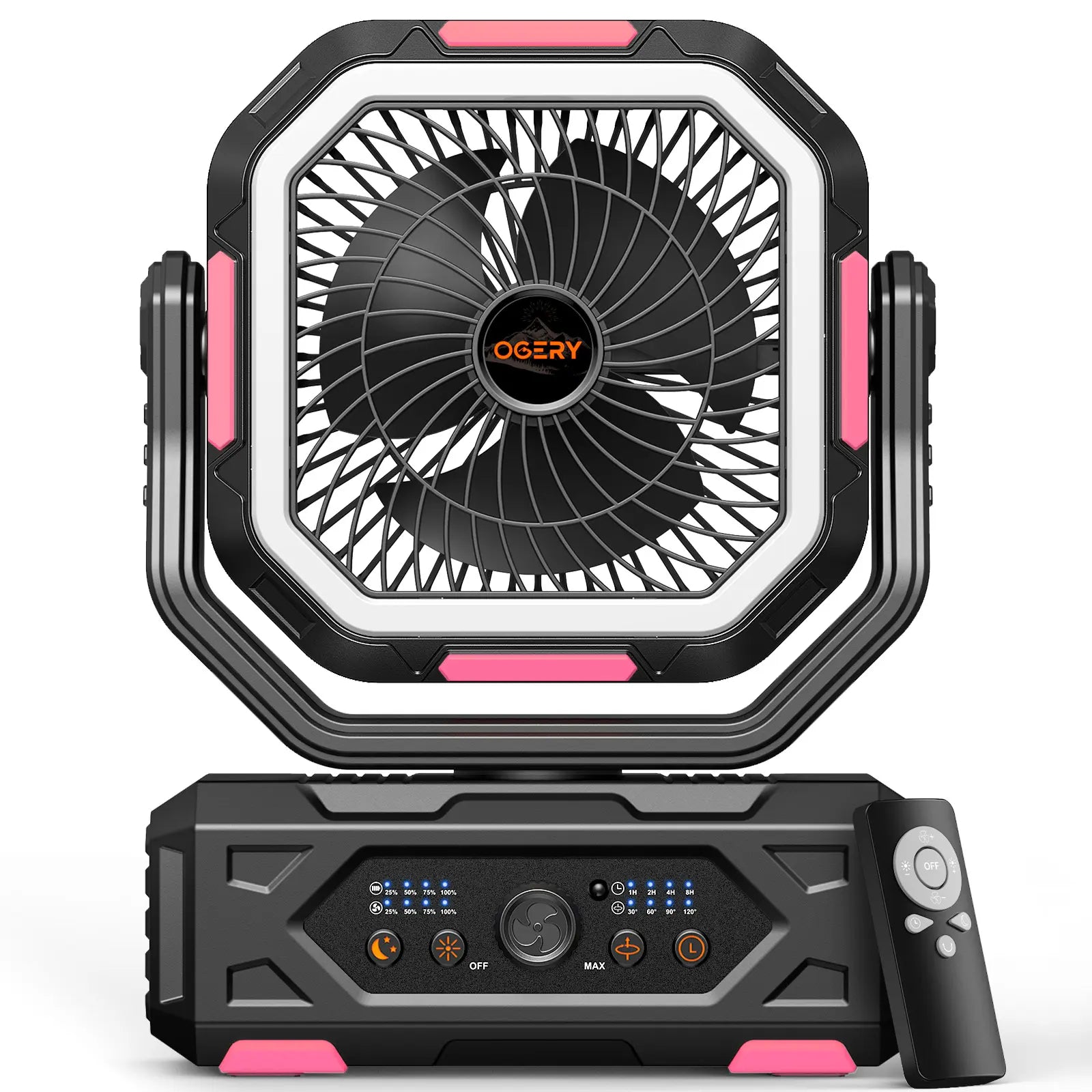 2026 Upgraded Camping Fan 30000mAh, Rechargeable Portable Fan with LED Lights & 270° Rotation, Remote Control Desk Fan for Tent Travel Home & Outdoor Use