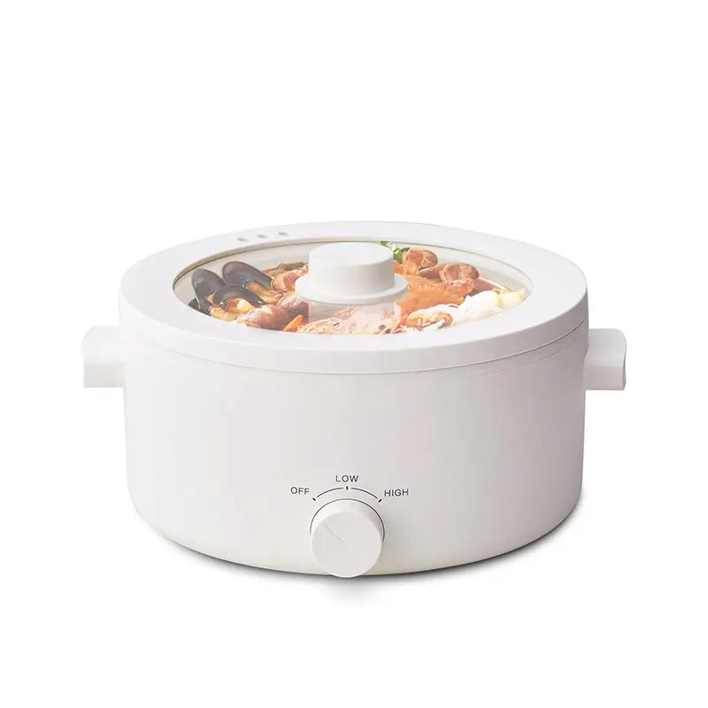 2L Ceramic Non-Stick Electric Pot, Dual Power Multi-Functional Cooker for Hot Pot, Ramen, Steak & Pasta