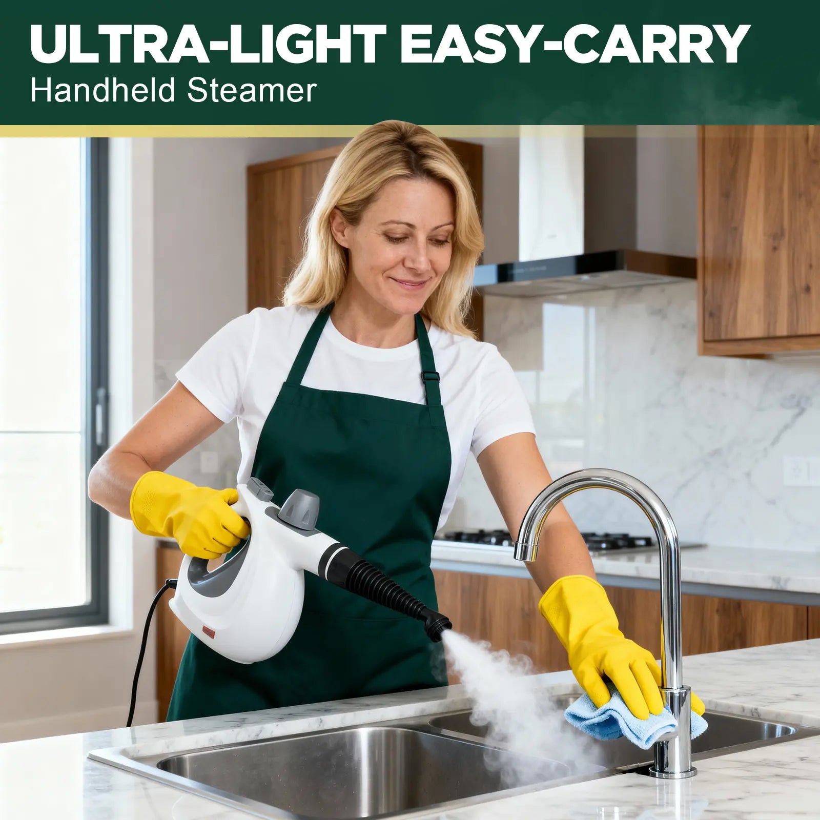 Pressurized Handheld Multi-Surface Natural Steam Cleaner with 12 pcs Accessories, Multi-Purpose Steamer for Home Use, Steamer for Cleaning Floor, Upholstery, Grout and Car