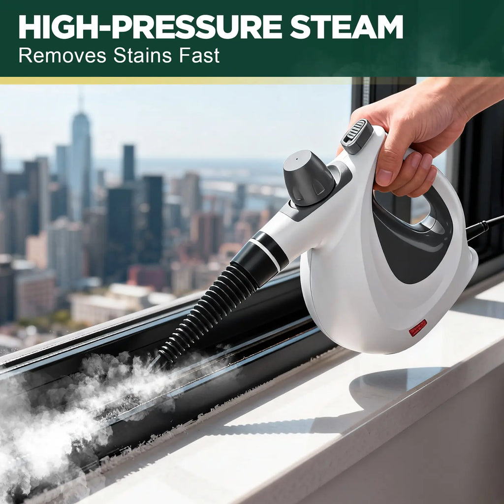 Pressurized Handheld Multi-Surface Natural Steam Cleaner with 12 pcs Accessories, Multi-Purpose Steamer for Home Use, Steamer for Cleaning Floor, Upholstery, Grout and Car