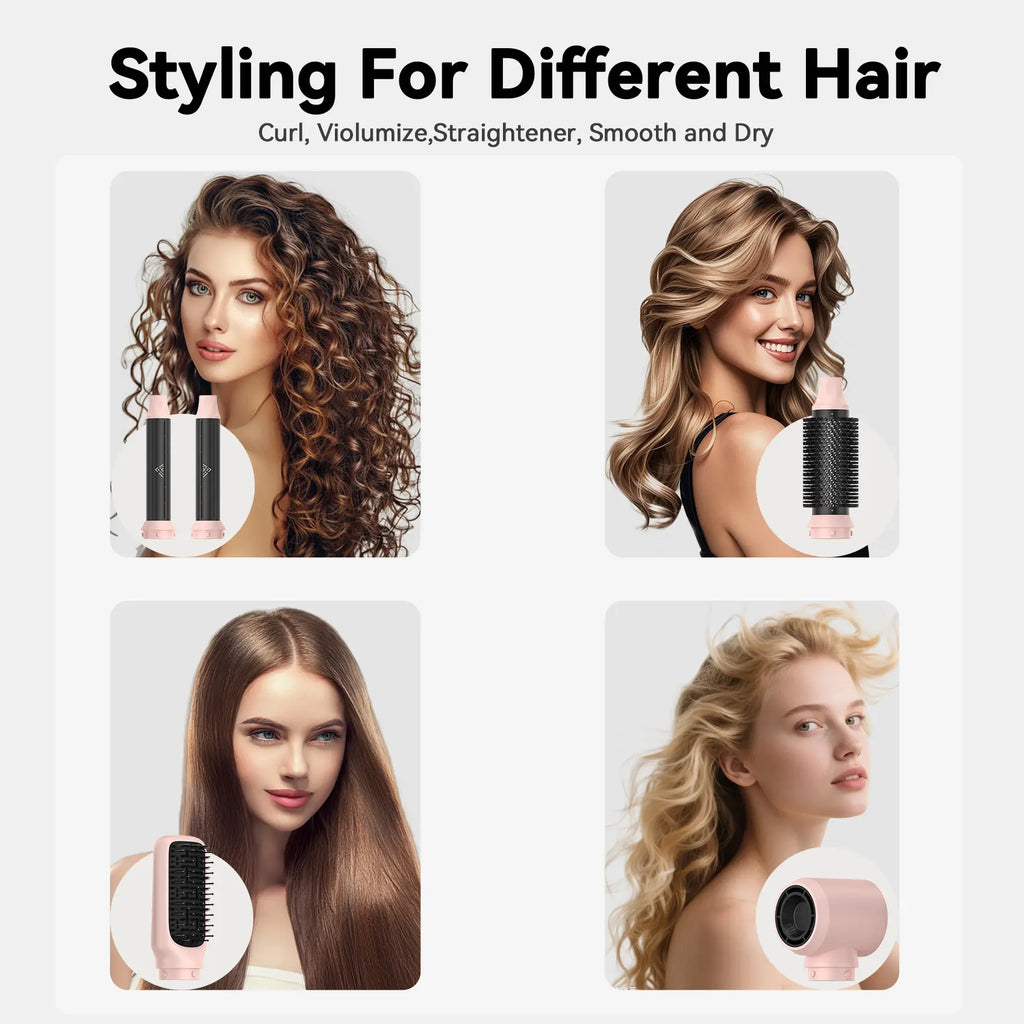 5-in-1 Hot Air Brush & Hair Styler, Ultra-Lightweight with High-Temp Styling, Curling & Brushing Tool
