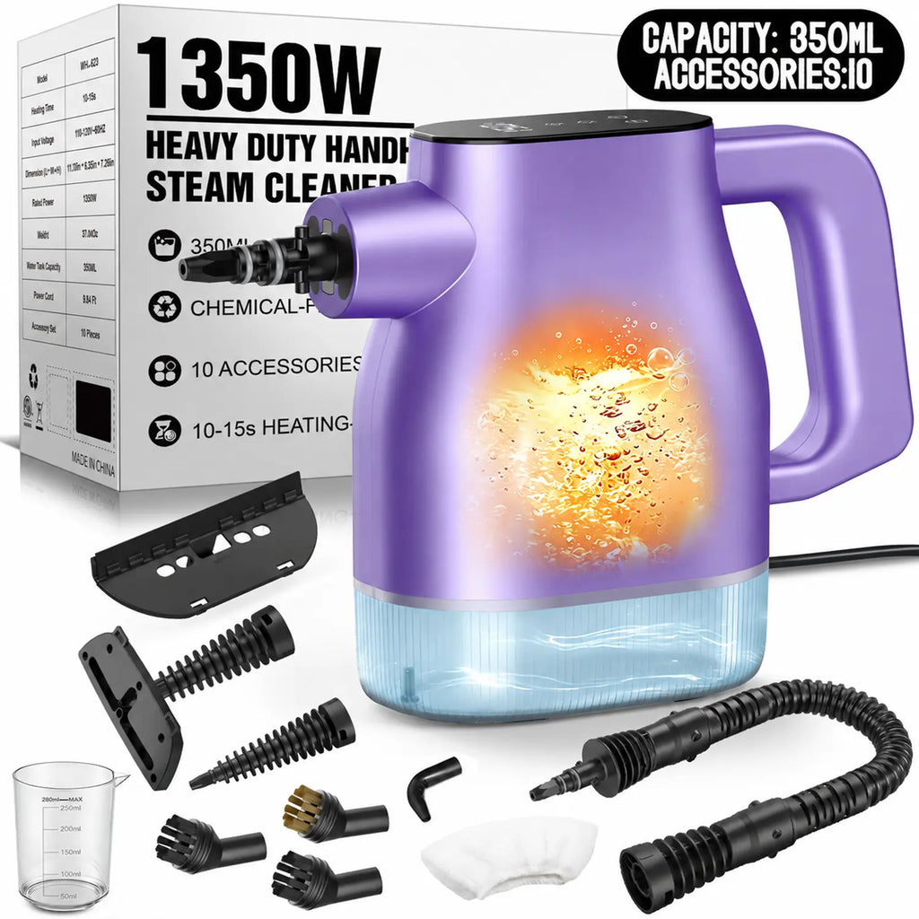 Pressurized Handheld Multi-Surface Natural Steam Cleaner with 12 pcs Accessories, Multi-Purpose Steamer for Home Use, Steamer for Cleaning Floor, Upholstery, Grout and Car