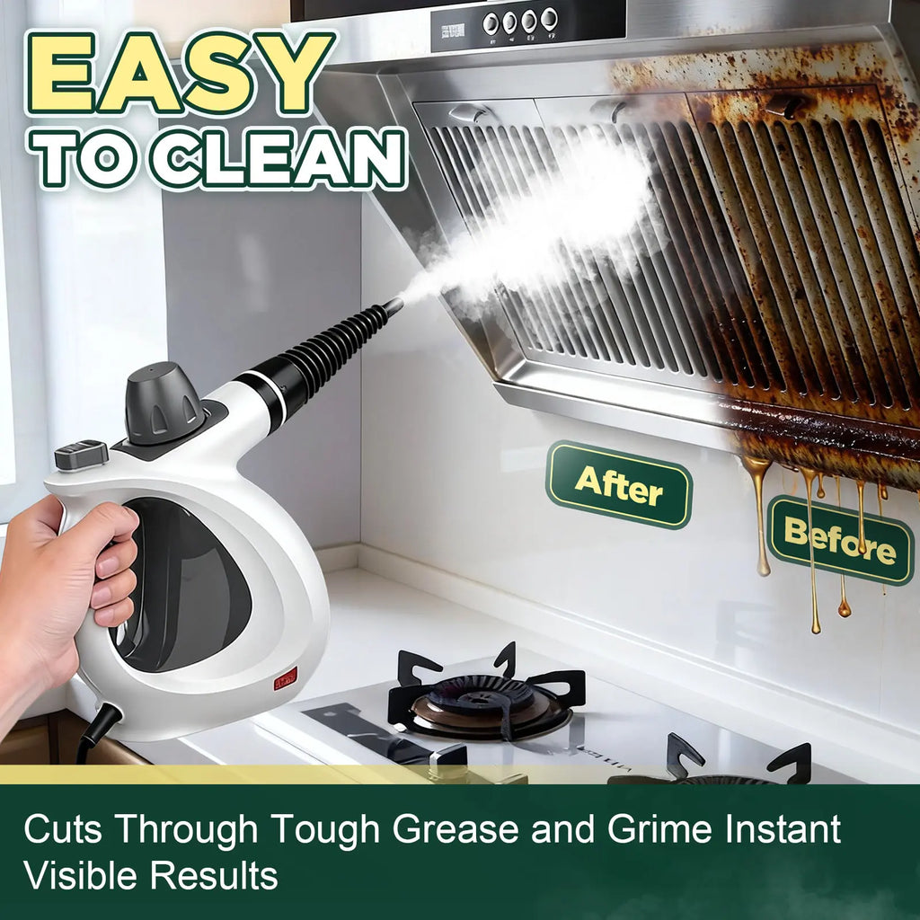 Pressurized Handheld Multi-Surface Natural Steam Cleaner with 12 pcs Accessories, Multi-Purpose Steamer for Home Use, Steamer for Cleaning Floor, Upholstery, Grout and Car