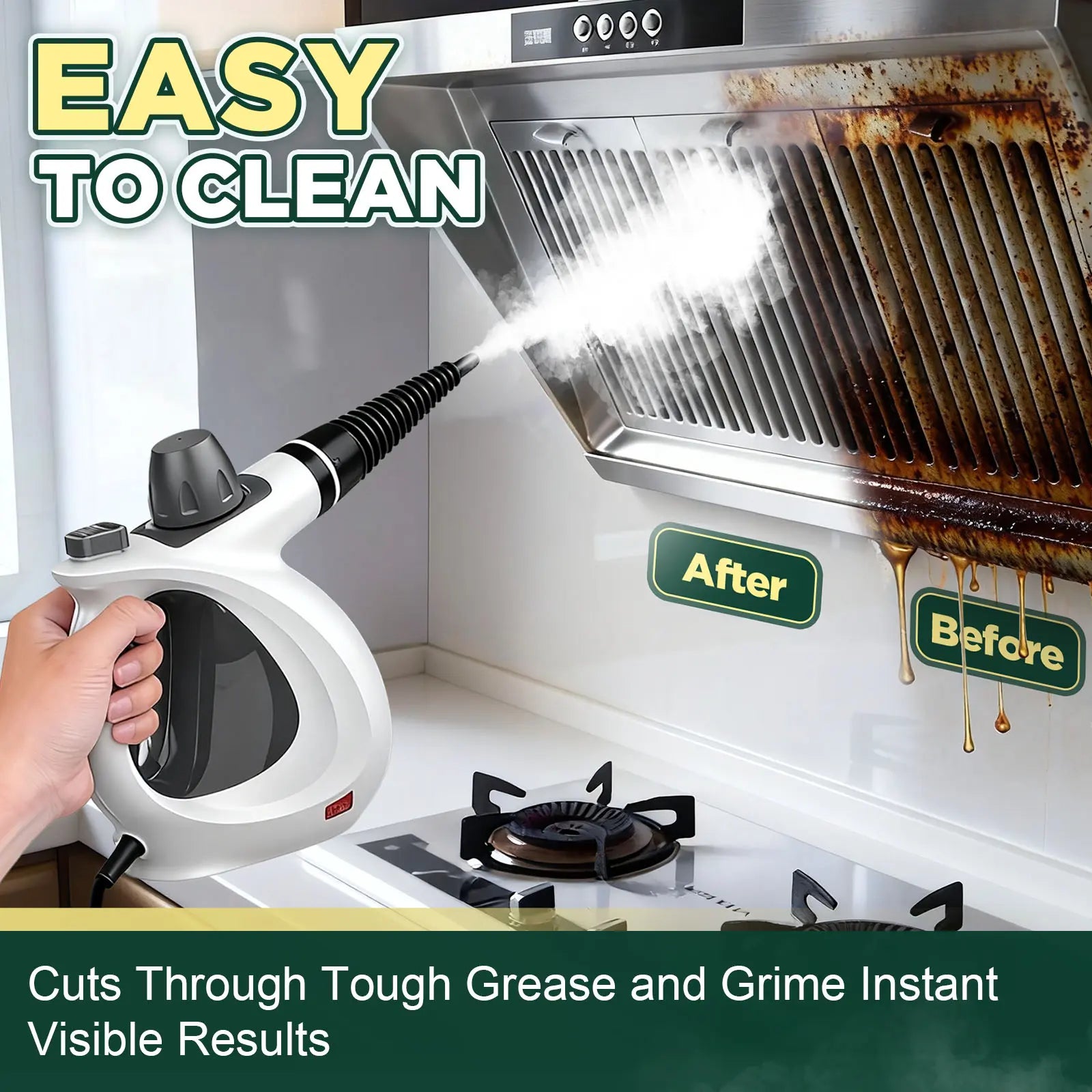 Pressurized Handheld Multi-Surface Natural Steam Cleaner with 12 pcs Accessories, Multi-Purpose Steamer for Home Use, Steamer for Cleaning Floor, Upholstery, Grout and Car