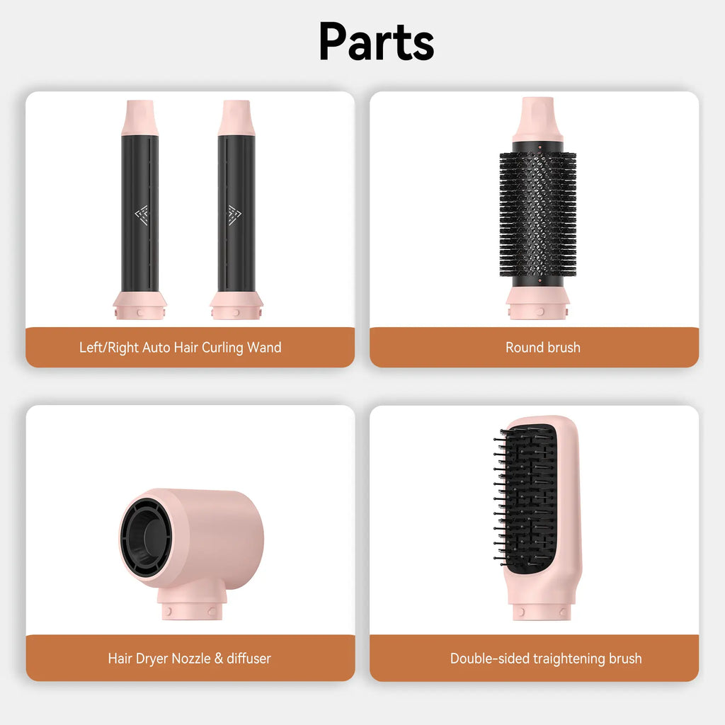 5-in-1 Hot Air Brush & Hair Styler, Ultra-Lightweight with High-Temp Styling, Curling & Brushing Tool