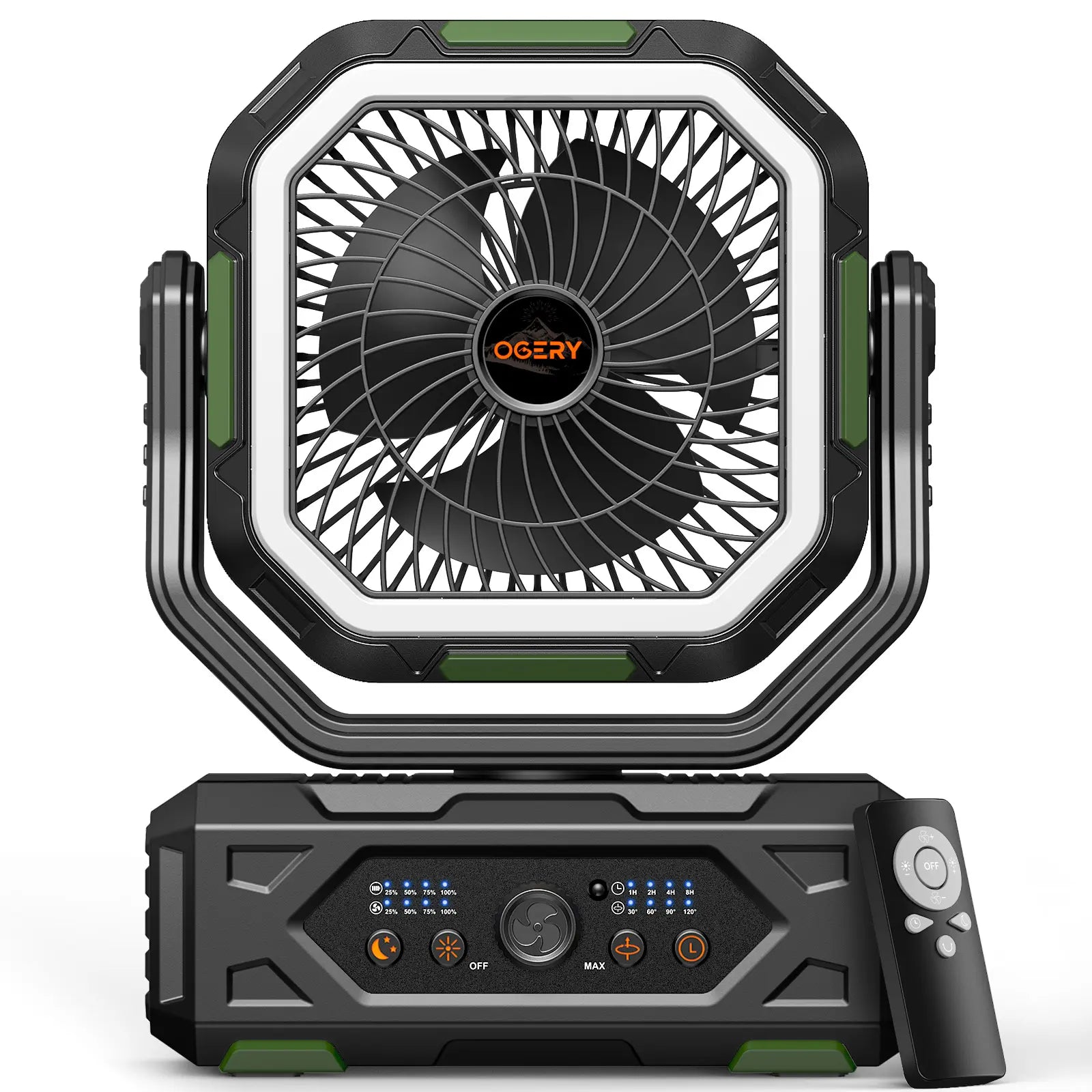 2026 Upgraded Camping Fan 30000mAh, Rechargeable Portable Fan with LED Lights & 270° Rotation, Remote Control Desk Fan for Tent Travel Home & Outdoor Use