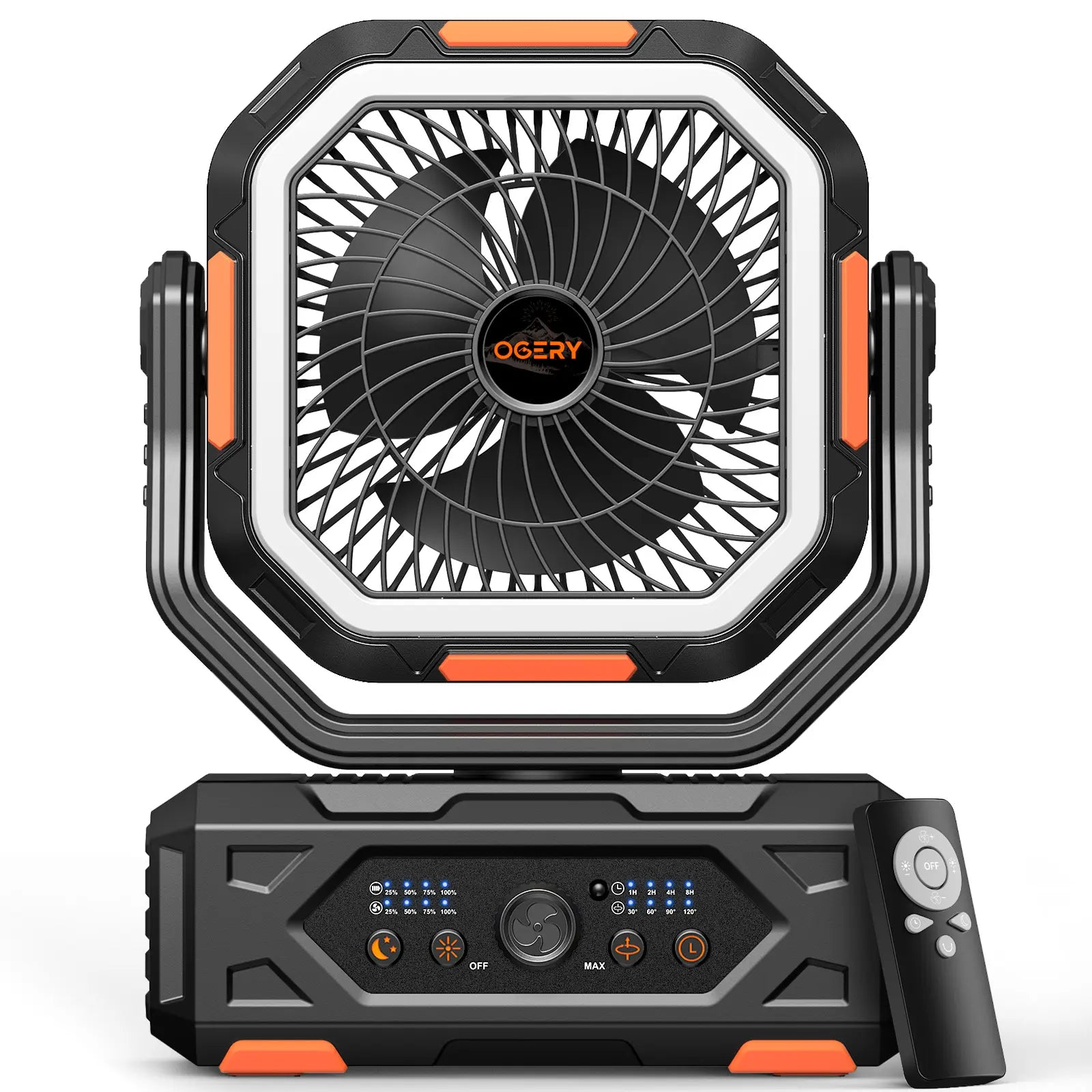 2026 Upgraded Camping Fan 30000mAh, Rechargeable Portable Fan with LED Lights & 270° Rotation, Remote Control Desk Fan for Tent Travel Home & Outdoor Use