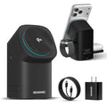 3-in-1 Wireless Charger 25W Quick Charge Hub 45W Adapter iPhone Samsung iWatch AirPods Magnetic One-Click Auto Rotation Travel-Friendly